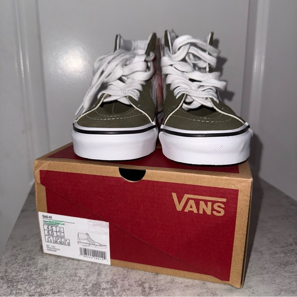 Vans Shoes - Vans Olive Green and White High Top Sneakers